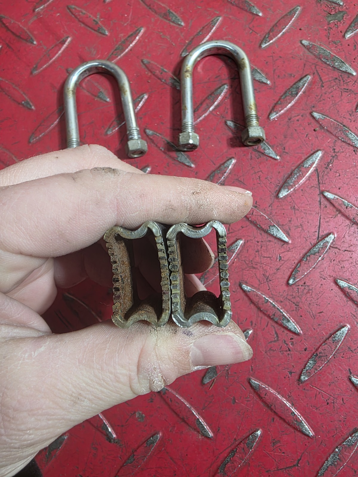 1975 Mobylette Motobecane 4T Handlebar Hold Down Clamps