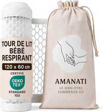 Tour De Lit Bébé Respirant Certifié Oeko-Tex Pour Lit Bébé 60X120Cm