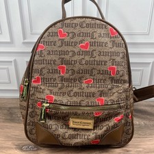 Juicy Couture Mini Backpack Gothic Heart Brown Red Logo Monogram Charm