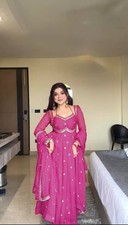 New Reception Wear Pink Faux Georgette Salwar Kameez With Dupatta For Women