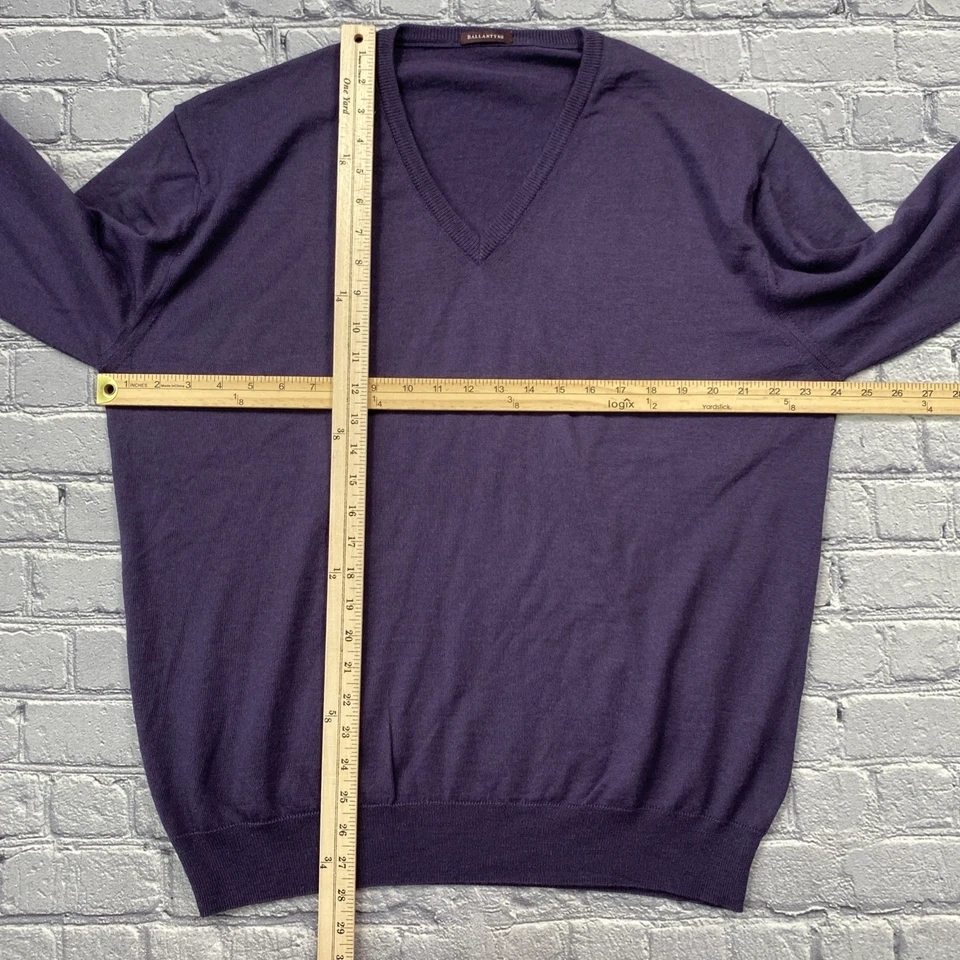 Ballantyne Sweater Men XL? Purple 100% Wool Made In Italy Quiet Luxury Old Money - Image 4 of 4
