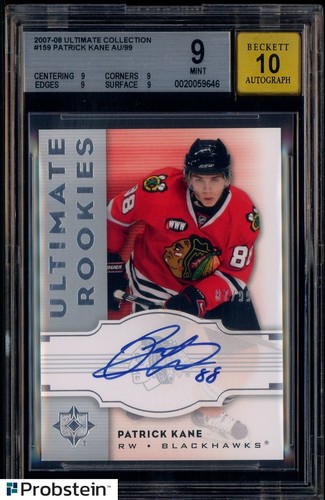 2007-08 UD Ultimate Collection Hockey #159 Patrick Kane RC /99 BGS 9 w/ 10 AUTO - Picture 1 of 2