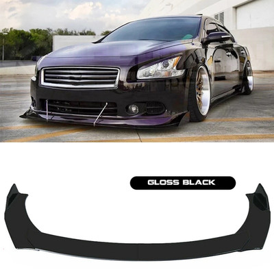 Glossy Black V Style Front Bumper Lip Splitter For 09-15 Nissan Maxima Altima