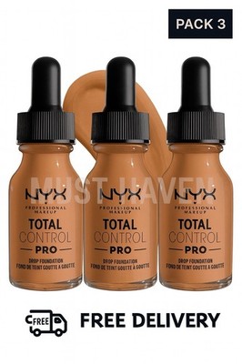 Pack 3 NYX Professional Total Control Drop Foundation TCPDF12.5 Camel .43 fl oz