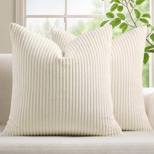 Corduroy Decorative Throw Pillow Covers 24x24 Set of 2 for Sofa Living Room, ...