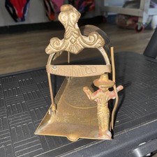 Egyptian Sarcophagus Metal Figurine, Brass Tone Hieroglyph Decorative Display