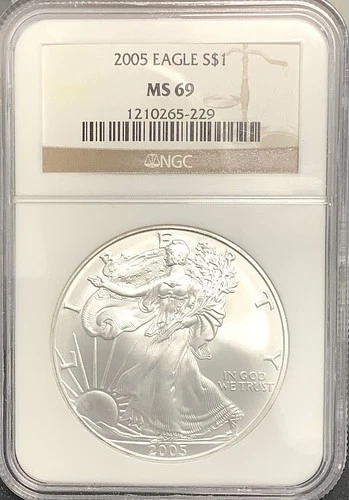2005 1oz .999 Fine American Silver Eagle ASE - NGC MS69