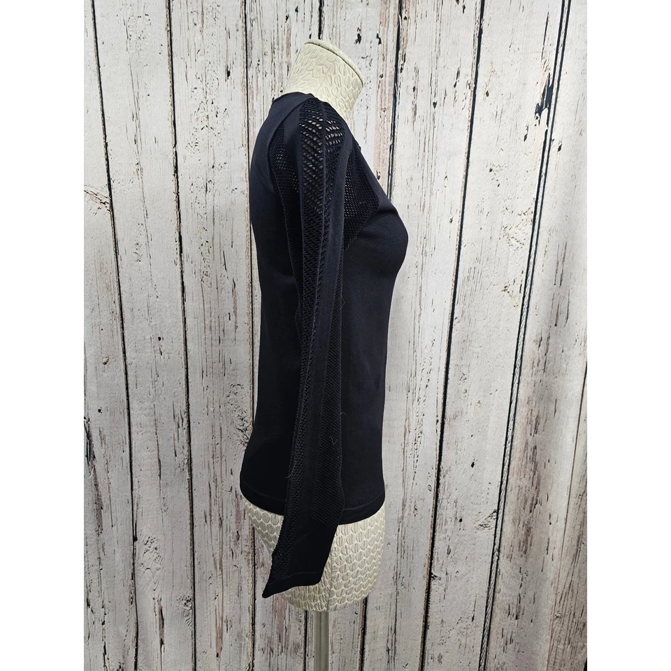 Lyse 中号黑色长袖上衣,带网眼细节渔网前卫朋克二手 — 第 3/4 张图片