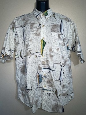 Bimini Bay Outfitters Shirt Men s Large Gamefish Tuna Marlin Nautical Cotton