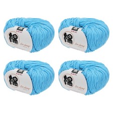 Cotton Yarn,Soft Knitting Yarn -4 Skeins/4 218yards/4 4.54oz/Lake Blue