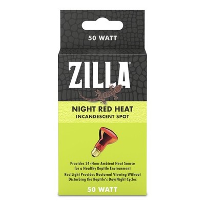 Zilla Incandescent Spot Bulb, for Nocturnal Reptile Species, 50 Watts, Red 