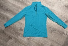EIS Shirt Youth 10 Teal 1/4 Zip Mock Neck Long Sleeve Riding Pullover Stretch