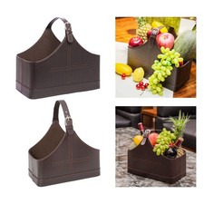 Fruit Gift Basket Storage Baskets Portable PU Leather with Handle Organizer for