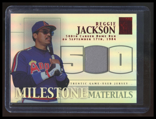 2002 Topps Tribute Milestone Materials Reggie Jackson Game Used Jersey /44 SP