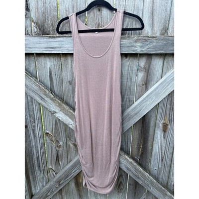 PinkBlush Mauve Ruched Side Maternity Bodycon Midi Tank Dress Small D7027-A