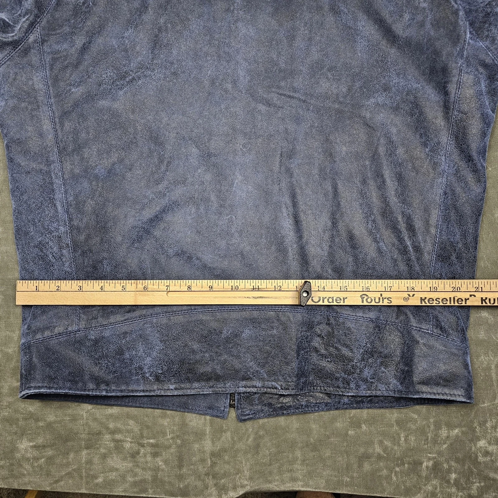 Remy Jacket Mens 40 Blue Lambskin Leather Full Zip Moto Racer Handcrafted USA - product detail image 9