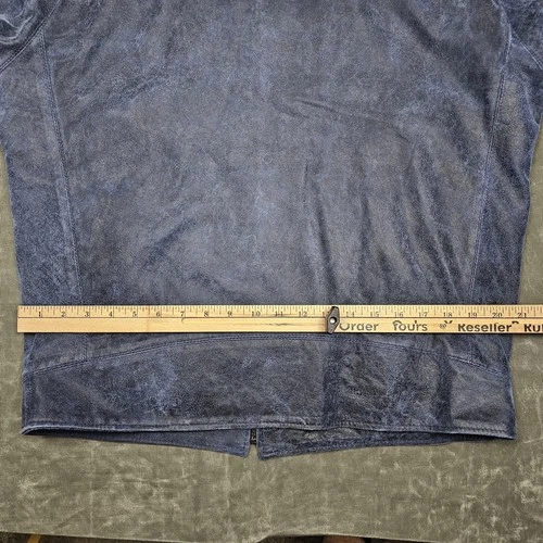 Remy Jacket Mens 40 Blue Lambskin Leather Full Zip Moto Racer Handcrafted USA image 9
