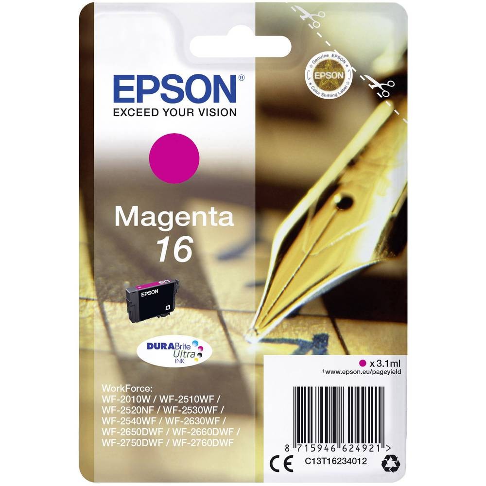 Epson encre T1623 magenta cartouche d'origine 16 C13T16234012 pour imprimante jet d'encre