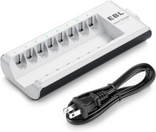 EBL AA AAA Battery Charger, 8-Bay Individual Charger for Nimh Nicd Rechargeable