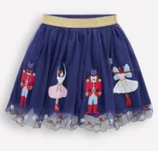 Mini Boden Appliqu Tulle Skirt Navy Blue Nutcracker Sz 6-7 NWT 80