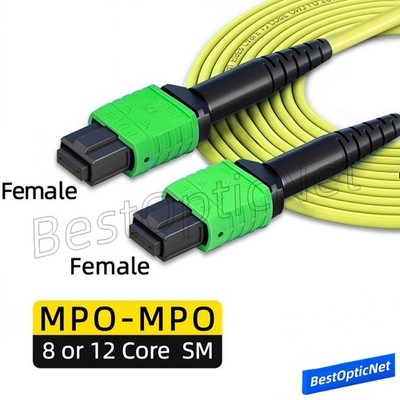 1-80m MPO Female to MPO Female APC UPC 8 12 Core SM Fiber Optic Patch Cord Lot
