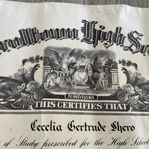 Vintage Antique High School Diploma 1933 16 X 21” - Picture 3 of 4