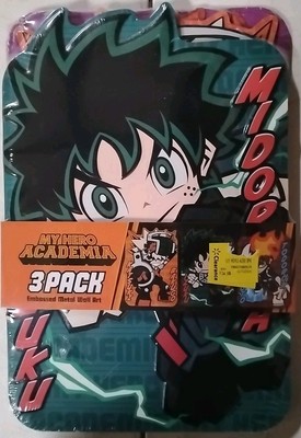 MY HERO ACADEMIA  3 PACK EMBOSSED METAL WALL ART 