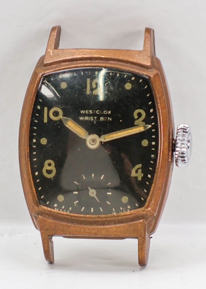 Vintage Westclox Wrist Ben Watch Rare Black Dial James Dean Style