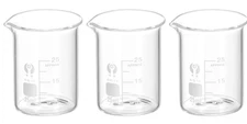 PATIKIL 3Pcs 25ml Low Form Glass Beaker 3.3 Borosilicate Graduated Lab Spout