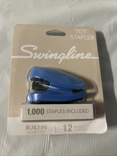 NEW Blue Swingline Tot Mini Stapler 12 Sheet Cap Jam Free Including 1000 Staples