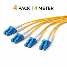 4M LC-LC Fiber Optic Patch Cable Single Mode OS2 9/125 Yellow Duplex UPC 4-Pack