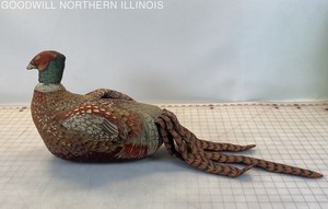 Vtg Handmade Craft Ring-Necked Pheasant Fabric Pillow Decoy Decor 10"H x33" x7"