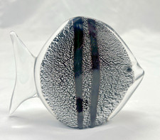 Ghisetti Murano Glass Fish Black Silver Foil ...