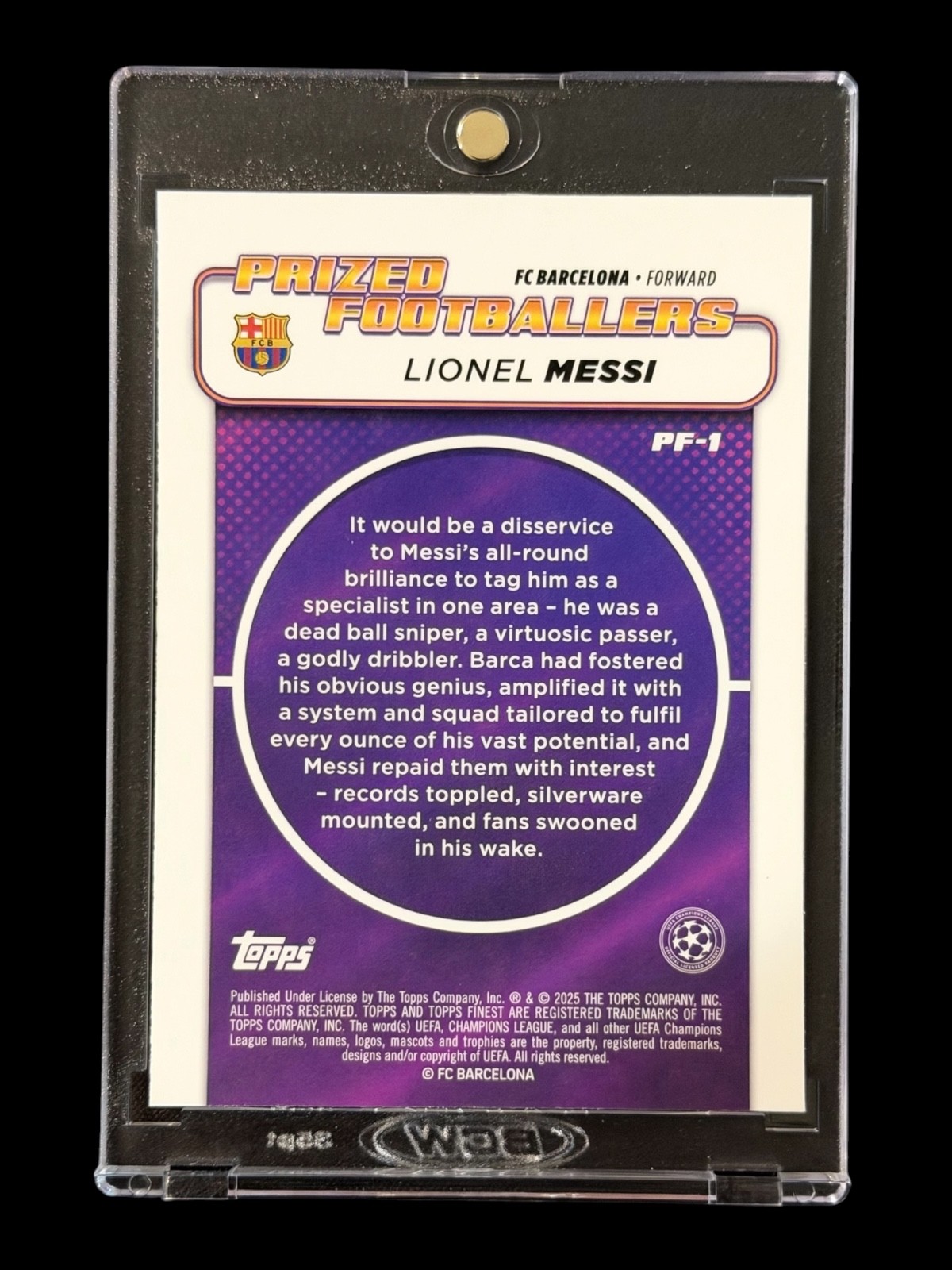 Lionel Messi WHITE REFRACTOR TOPPS CHROME FINEST INSERT CARD MINT view 2
