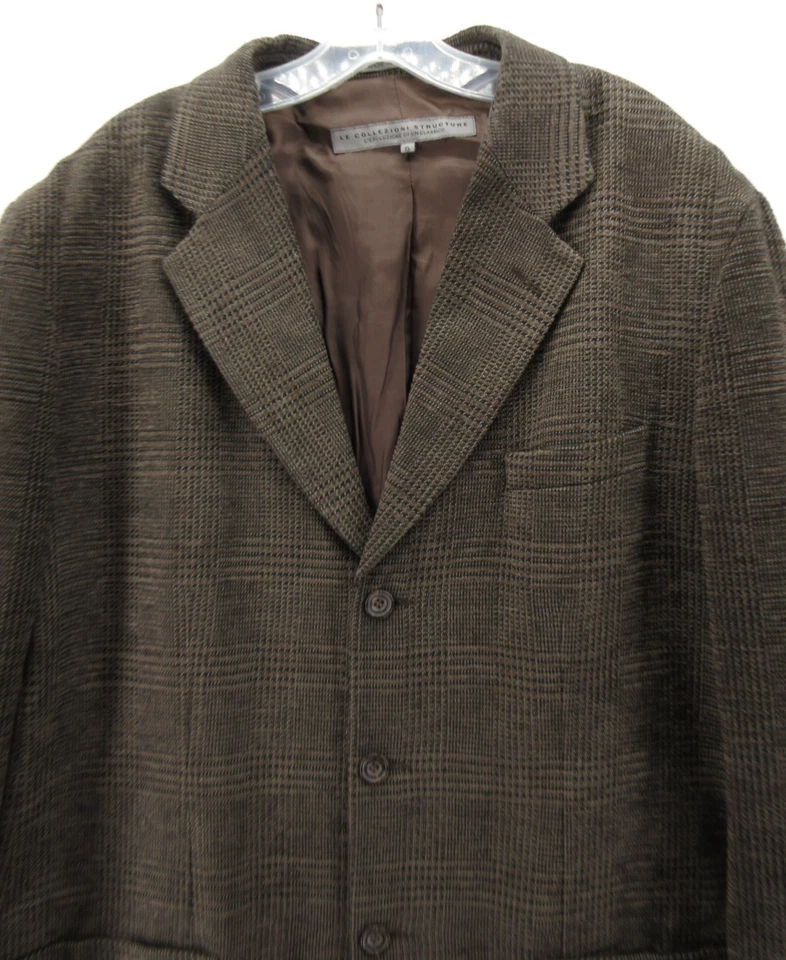 VINTAGE Structure Le Collezioni Sport Coat Men XL Brown Blazer Wool Houndstooth - Image 2 of 4