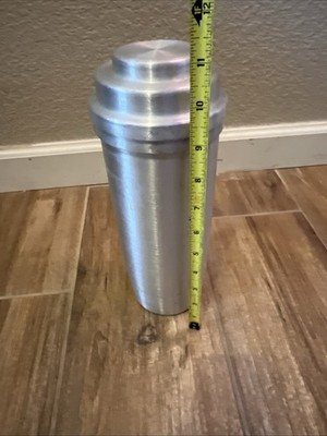 Vintage Art Deco Cocktail Shaker Spun Aluminum w/ Spring Art Moderne Streamline