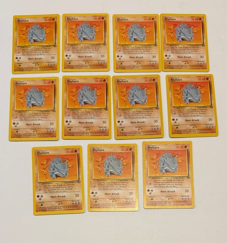 Pokemon Jungle Unlimited Card RHYHORN 61/64 Lot of 13 Cards Lightly Played