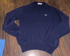 Vintage Izod Lacoste Sweater Mens Large Blue Preppy Office Casual Retro 70s 80s