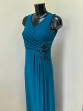 Kalico Formal Dress Maxi prom  Occasion 10 Jersey drape waist long teal blue