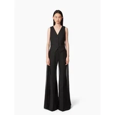 Nina Ricci Virgin Wool Gabardine Flare Pants in Black FR 42 US 10