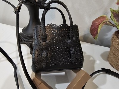 Alaia Micro Mina Tote Bag Vienne Wave Calfskin, Black | eBay