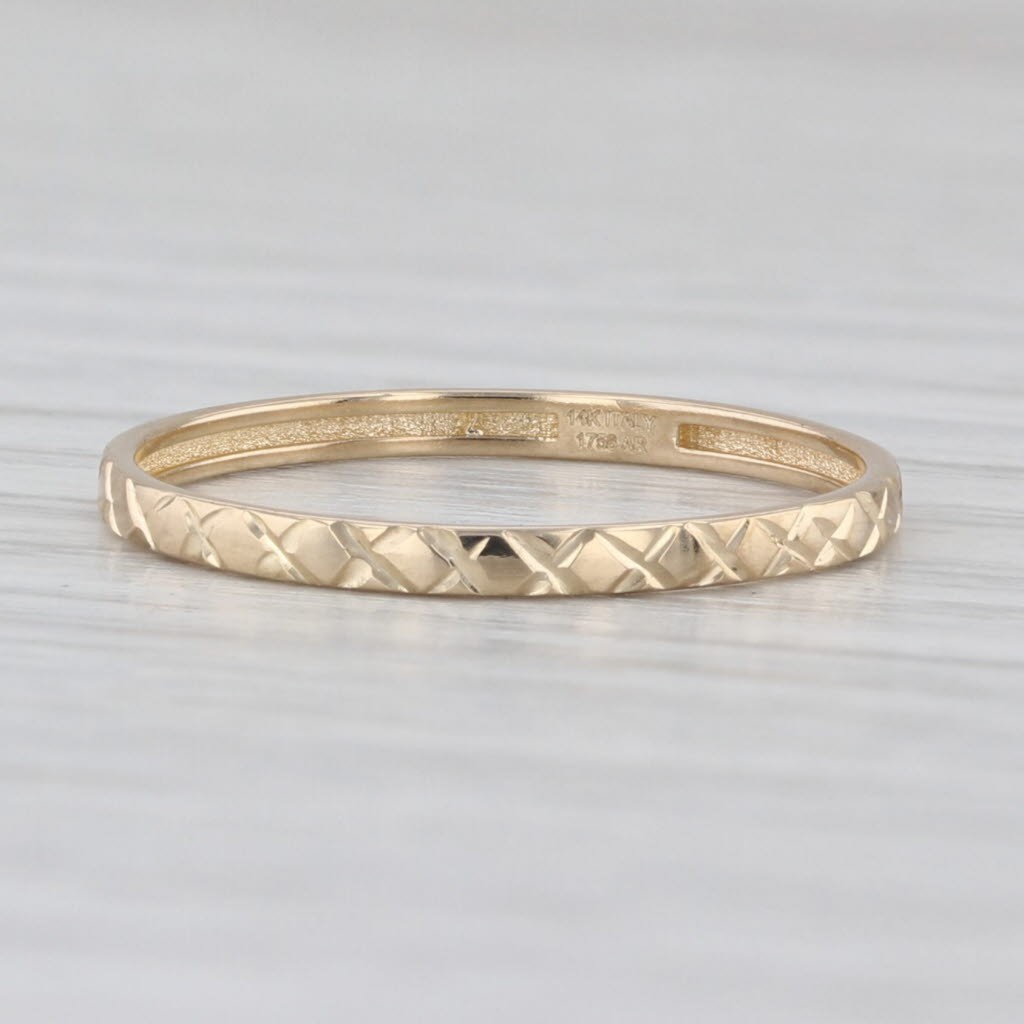Crosshatch Pattern Stackable Ring 14k Yellow Gold… - image 2