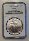 1996 $1 AMERICAN SILVER EAGLE NGC MS69 CLASSIC BROWN LABEL