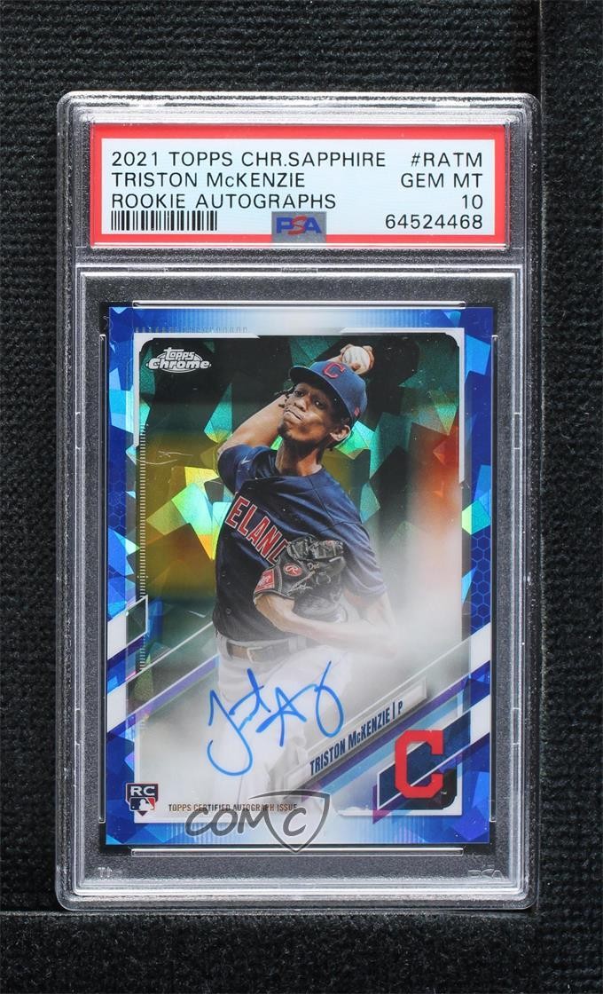 2021 Topps Chrome Sapphire Rookie Triston McKenzie PSA 10 GEM MT Auto RC 3hd