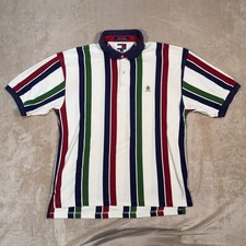Vintage 90s Tommy Hilfiger Men's XL Polo Shirt Colorful Striped Multicolor