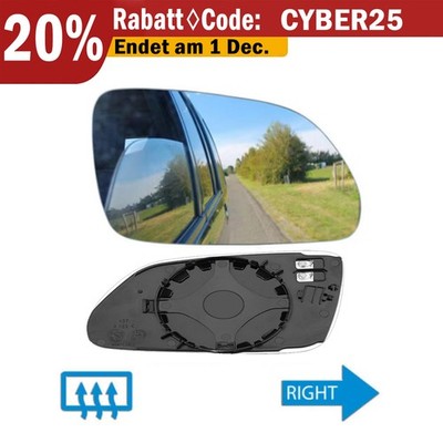 Spiegelglas Außenspiegel heizbar konvex rechts Für VW Polo 9N 9N3 2005-2009