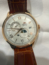 Imagen de Orient Sun and Moon Men's Automatic Watch White Dial Brown Leather