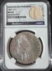 1887 $1 Morgan Silver Dollar NGC MS63 Bullion Plus Label Bag Fragment