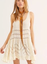 NWT Intimately Free People Dress XS Voile Trapeze Slip Mini Tunic Tank Ivory