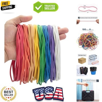 Large Rubber Bands, 100 Pack, Assorted Colors, Bulk, Extra Long 7 Inch Office...